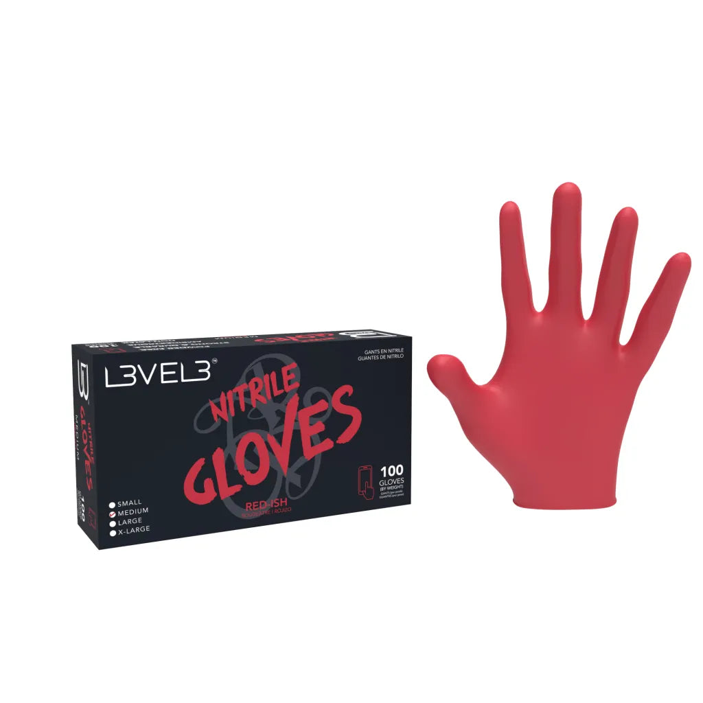 Guantes de nitrilo level3 color rojo talla M. 100 piezas
