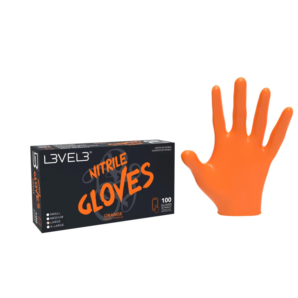 Guantes de nitrilo level3 color naranja talla M. 100 piezas
