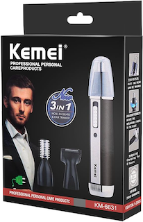 Recortadora Kemei 3 En 1 Nariz Orejas y Cejas Recargable