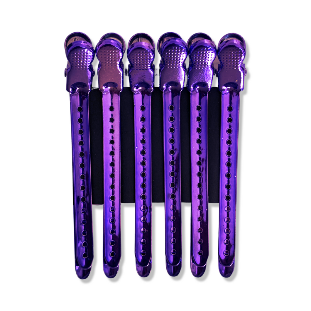 Pinzas metálicas 12 unidades púrpura